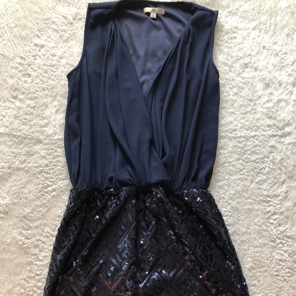 navy blue sequin cocktail dress